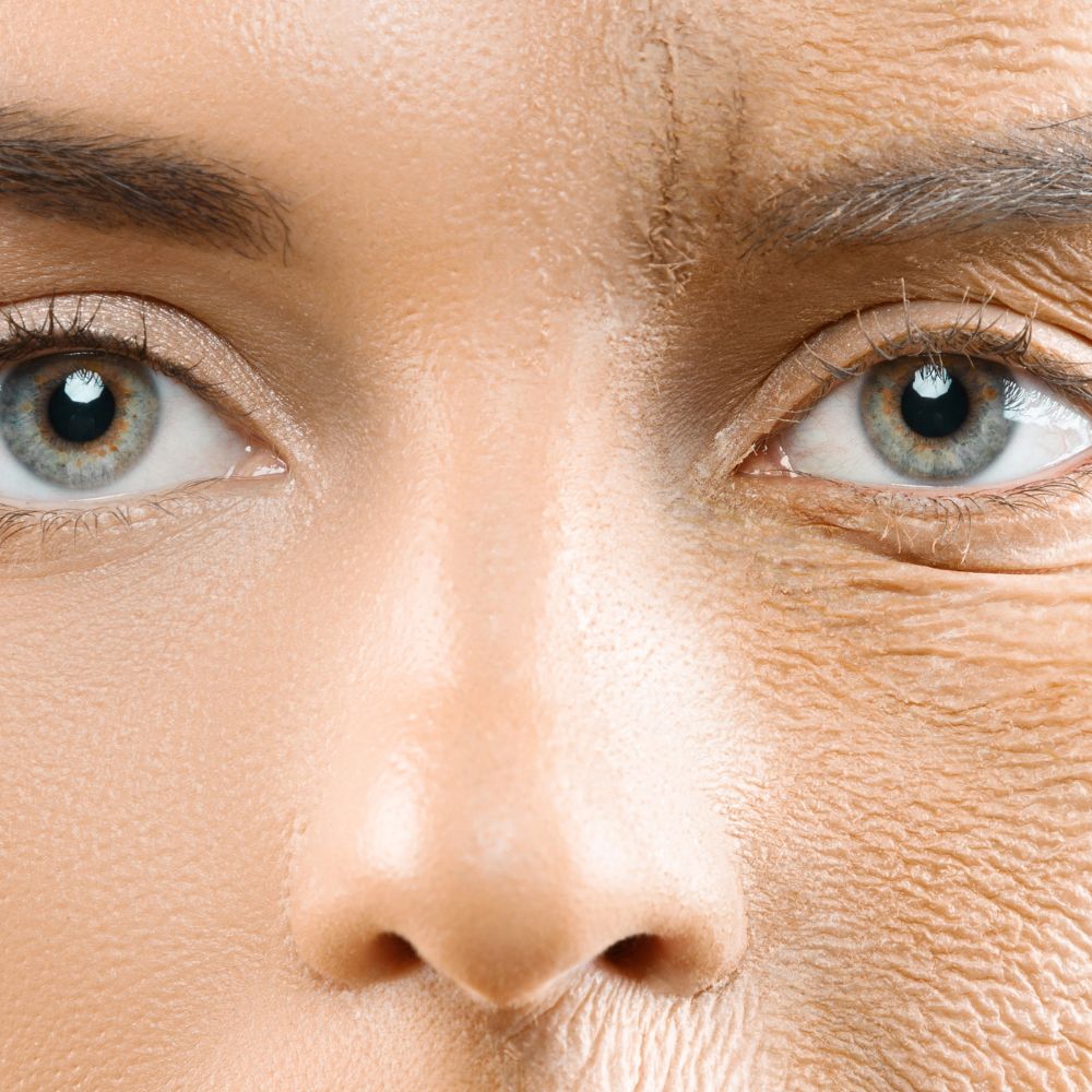 Porównanie skóry twarzy przed i po zabiegach odmładzających